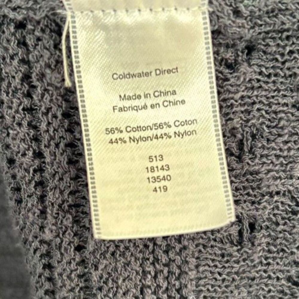 Coldwater Creek Pointelle Open Knit Button Front Cardigan Sweater Navy Blue XL - Picture 5 of 5